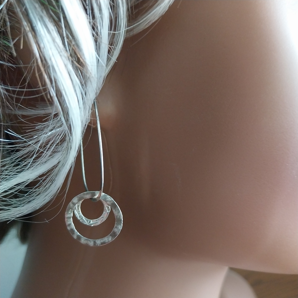 Vintage Sterling Silver Hoop Earrings - Picture 4 of 12